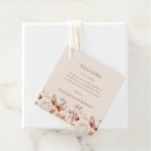 Roos Gouden Bloemen Monogram Huwelijk Welkom Gift  Bedankjes Labels (In situ)