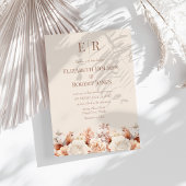 Roos Gouden Bloemen Mousse Monogram Huwelijk Kaart