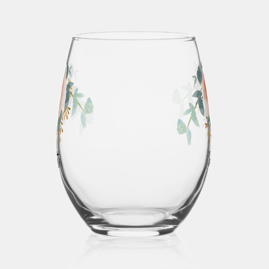 Roos gouden bloemen naam script wijnglas zonder voet (Links)