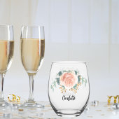 Roos gouden bloemen naam script wijnglas zonder voet