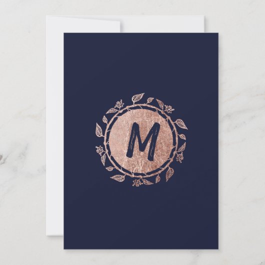 Roos Gouden Bloemen Navy Blue Brush Script Verjaar Kaart (Achterkant)