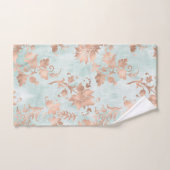 Roos Gouden Bloemen op Distressed Blauwgroen Handdoek (Handdoek)