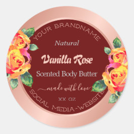 Roos Gouden Bloemen Productverpakkingslabels Bourg Ronde Sticker
