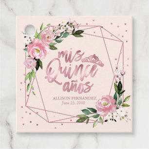 Roos Gouden Bloemen Quinceanera Bedankjes Labels