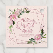 Roos Gouden Bloemen Quinceanera Bedankjes Labels (Achterkant)