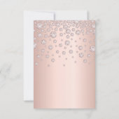 Roos gouden bloemen roze diamanten bruiloft kaart (Achterkant)