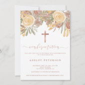 Roos gouden bloemen terracotta groen bevestiging kaart (Voorkant)