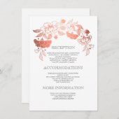 Roos Gouden Bloemen Trouwdetails - Informatie Informatiekaartje (Voorkant / Achterkant)