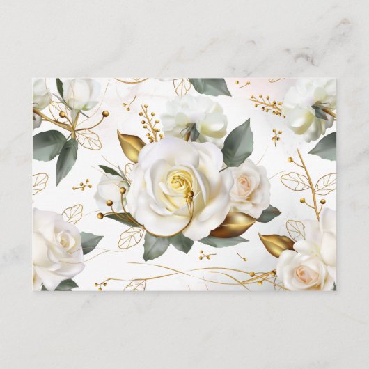 Roos Gouden Bloemen Trouwwebsite Informatiekaartje (Achterkant)