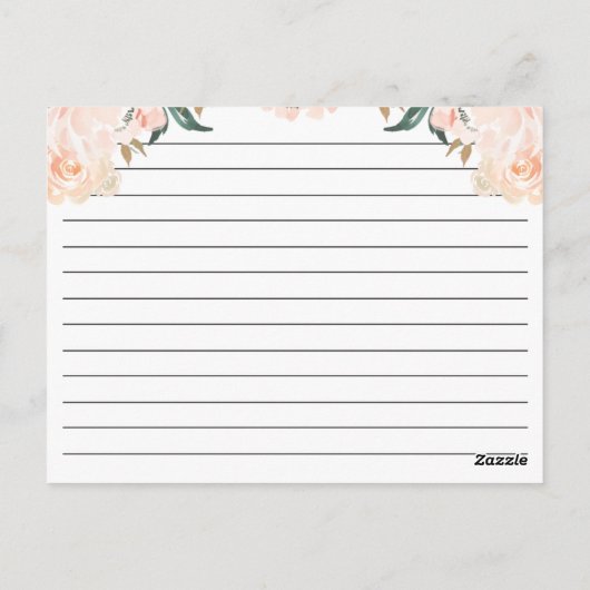 Roos Gouden Bloemen Vrijgezellenfeest Recept Kaart (Achterkant)