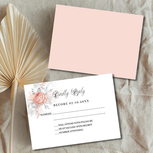 Roos gouden bloemen wit bruiloft reactie RSVP