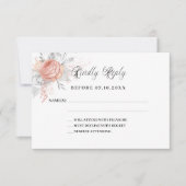 Roos gouden bloemen wit bruiloft reactie RSVP Kaartje (Voorkant)