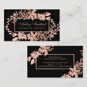 Roos gouden Bloemen zwarte typografie blad make-up Visitekaartje