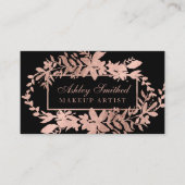 Roos gouden Bloemen zwarte typografie blad make-up Visitekaartje (Voorkant)