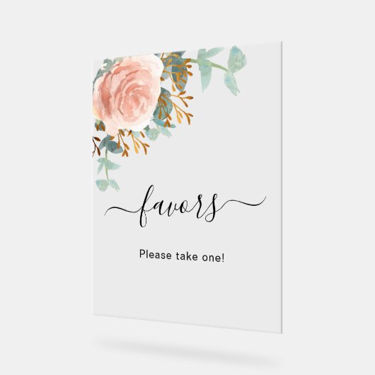 Roos gouden bloemeneucalyptus bruiloft gunst acryl bord (Hoek)