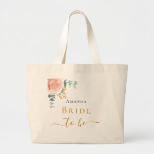 Roos gouden bloemeneucalyptus groen Bruid om te zi Grote Tote Bag