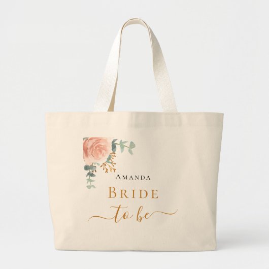 Roos gouden bloemeneucalyptus groen Bruid om te zi Grote Tote Bag (Voorkant)