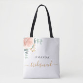 Roos gouden bloemeneucalyptus groen bruidsmeisje tote bag (Voorkant)