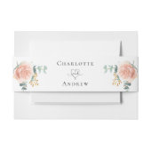 Roos gouden bloemeneucalyptus groen bruiloft uitnodigingen wikkel (Voorkant Voorbeeld)