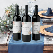 Roos gouden bloemeneucalyptus groen bruiloft wijn etiket