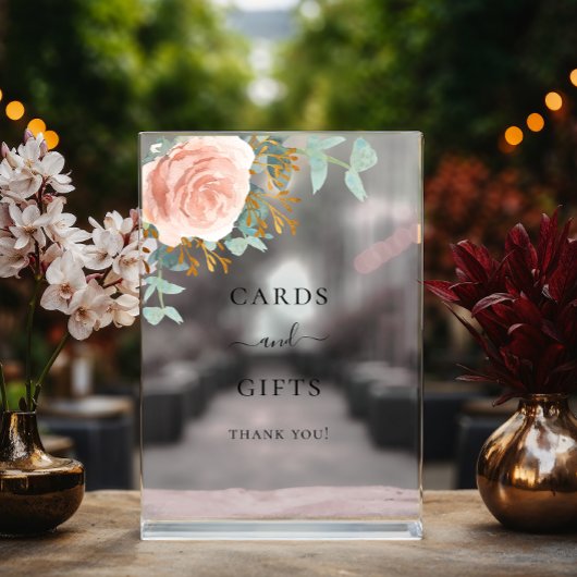 Roos gouden bloemeneucalyptus trouwkaarten geschen acryl bord