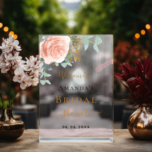 Roos gouden bloemeneucalyptus Vrijgezellenfeest we Acryl Bord