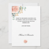 Roos gouden bloemenfoto bruiloft bedankje kaart (Achterkant)