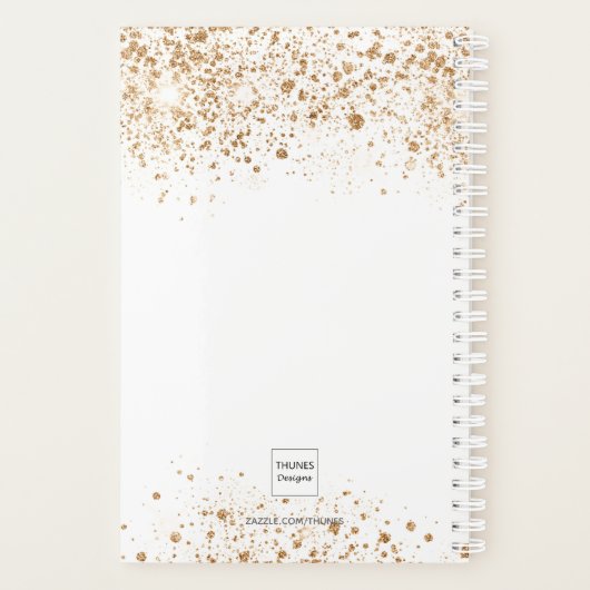 Roos gouden bloemenglitter eucalyptus monogram 202 planner (Achterkant)