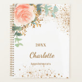 Roos gouden bloemenglitter eucalyptus monogram 202 planner (Voorkant)