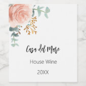 Roos gouden bloemengroen huis wijn wijn etiket (Enkel label)