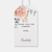 Roos gouden bloemengroen monogram vrijgezellenfees cadeaulabel (Achterkant)