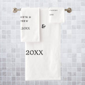 Roos gouden bloemengroen Mr Mrs Heart Wedding Bad Handdoek