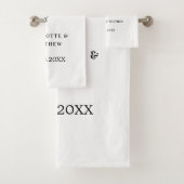 Roos gouden bloemengroen Mr Mrs Heart Wedding Bad Handdoek (Insitu)