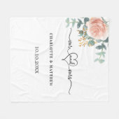 Roos gouden bloemengroen Mr Mrs Heart Wedding Fleece Deken (Voorkant (Horizontaal))