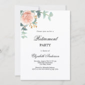 Roos gouden bloemengroen pensioenfeest kaart (Voorkant)