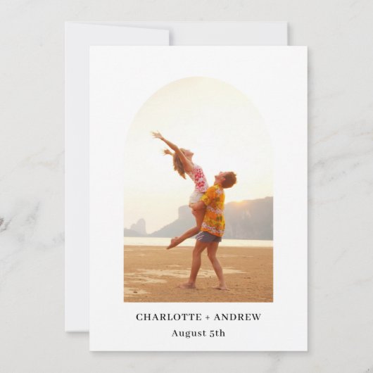 Roos gouden bloemengroenboog foto bruiloft kaart (Achterkant)