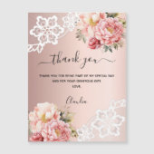 Roos gouden bloemenkant dank u kaartmagneet (Voorkant)