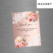 Roos gouden bloemenkant dank u kaartmagneet