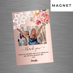 Roos gouden bloemenkant foto dank u magneet