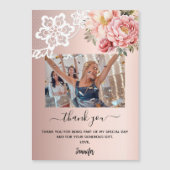 Roos gouden bloemenkant foto dank u magneet (Voorkant)