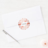  Roos gouden bloemenkrans elegante bruiloft Ronde Sticker (Envelop)