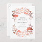 Roos gouden bloemenkrans | Pioenen Bewaar de datum Aankondigingskaart (Voorkant / Achterkant)