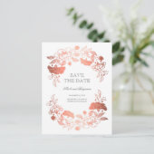 Roos gouden bloemenkrans | Pioenen Bewaar de datum Aankondigingskaart (Staand voorkant)