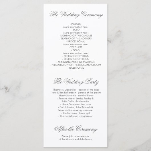 Roos Gouden Bloemenkrans Tuin Trouwprogramma's Programmakaart (Achterkant)