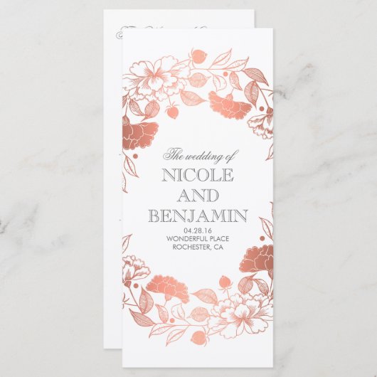 Roos Gouden Bloemenkrans Tuin Trouwprogramma's Programmakaart (Voorkant / Achterkant)