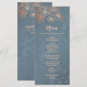 Roos Gouden Bloemenlijn Art Wedding Menu (Voorkant / Achterkant)