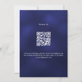 Roos gouden bloemenmarineblauw QR RSVP luxe bruilo Kaart (Achterkant)