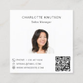 Roos gouden bloemenmonogram foto QR code Vierkante Visitekaartje (Achterkant)