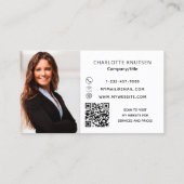 Roos gouden bloemenmonogram foto QR code Visitekaartje (Achterkant)