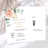 Roos gouden bloemenQR RSVP budget bruiloft uitnodi